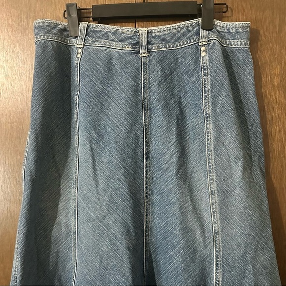 A.M.I. Blue Denim A-Line Mermaid Denim Long Maxi Skirt Western Costal Sz 10 - Picture 9 of 11